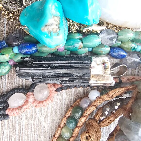Boho Jewelry Lot Natural Stone & Crystal Necklaces Bracelets Artisan Handmade - Picture 7 of 7